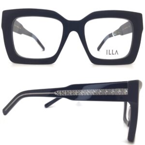 black plastic square eyeglasses